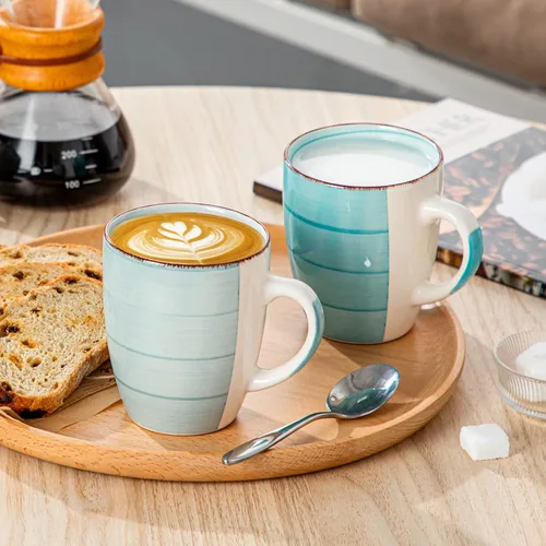 Miniatura 7 de Vancasso Bonita Juego de 6 Tazas de Café de 12 Oz, Tazas de Cerámica para Cappuccino, Café con Leche, Té, Cacao, Colores Frescos