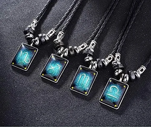 Miniatura 7 de Juego de 2 pulseras y collar del zodiaco para hombres, joyería de signo del zodiaco, constelaciones de cuero, pulsera del zodiaco para hombres