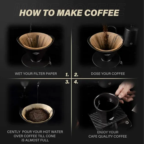 Miniatura 8 de Juego de cafetera, gotero de café de cerámica negra con filtro de papel V60, taza de café aerodinámica de cerámica negra para cafetería, restaurante