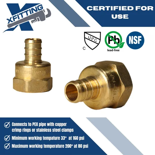 Miniatura 4 de 10 piezas XFITTING 1/2" PEX 1/2" HEMBRA NPT ADAPTADOR ROSCADO LATÓN CONEXIÓN - LATÓN, PUERTO COMPLETO
