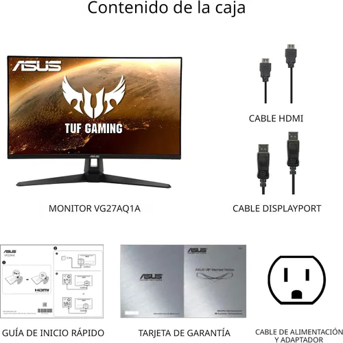 Miniatura 7 de ASUS TUF GAMING 27 "2K HDR Monitor (VG27AQ1A) - WQHD (2560 x 1440), IPS, 170Hz (soportes 144Hz), 1MS, desenfoque de movimiento extremo, altavoz