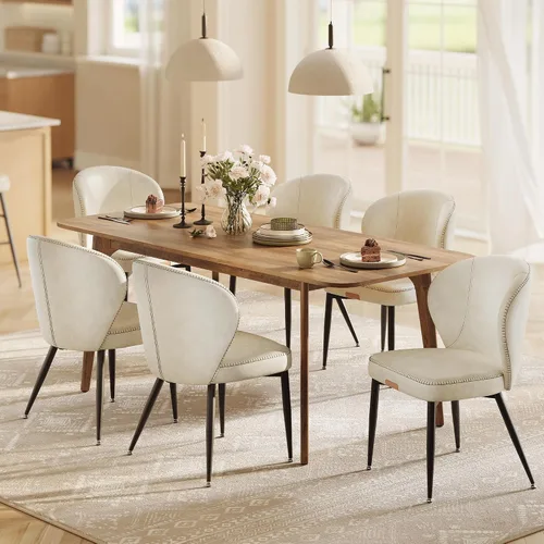 VASAGLE Colección EKHO - Juego de 6 sillas de comedor, sillas tapizadas para cocina, asiento cómodo, cuero sintético con costuras, estilo moderno de
