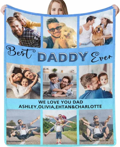 Miniatura 25 de Manta personalizada para papá abuelo, regalo de manta personalizada para el día del padre, manta personalizada con foto para papá, regalo