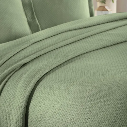 Miniatura 9 de Cubrecama doble Superior Diamond Solitaire de algodón de primera calidad Jacquard Matelassé con fundas de almohada a tono, color aguamarina, Verde