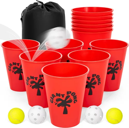 Miniatura 11 de ropoda Juego de Pong Gigante para Patio, Juegos de Patio con Cubos y Bolas Duraderas - Elige Rojo Grande, XL, o Verde - Brilla en la Oscuridad