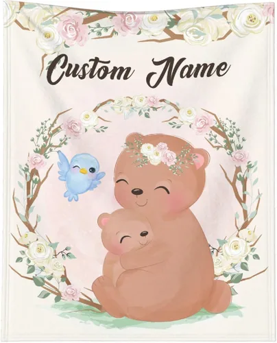 Miniatura 10 de Manta personalizada de elefante para bebés, manta de franela rosa personalizada con nombre para niñas y niños, mantas suaves para sofá y cama