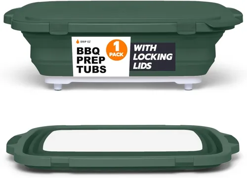 Miniatura 16 de Drip EZ Tina plegable para preparación de barbacoa, para preparación de comidas, marinar, almacenamiento de alimentos, incluye tabla de cortar