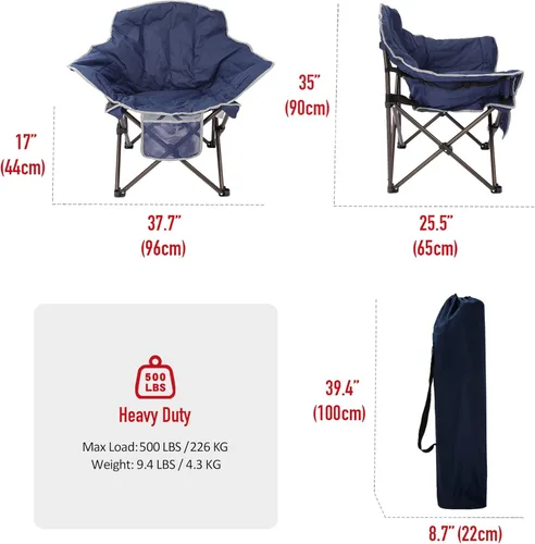 Miniatura 3 de SUNNYFEEL Silla de campamento de gran tamaño, silla plegable de luna, silla grande para adultos, silla de césped portátil de 500 libras con bolsa