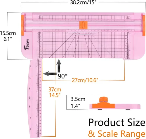 Miniatura 2 de Firbon Cortador de Papel A4 de 12 Pulgadas de Titanio Recto Recortador de Papel con Regla Lateral para Álbumes de Recortes, Manualidades, Papel, Rosa