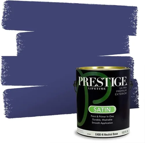 Miniatura 120 de Prestige Paints. - Base y pintura para exteriores en un solo galón, 1 galón. plano, comparable con Sherwin Williams Topsail. SW6799-PCM