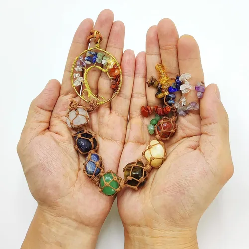 Miniatura 4 de Árbol de la vida - Piedras colgantes de chakras, cristales y piedras curativas, adornos de chakras para árbol de Navidad, regalos de brujas