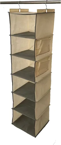 Organizador y almacenamiento de armario colgante, estantes de almacenamiento colgantes de armario de 6 estantes (beige)