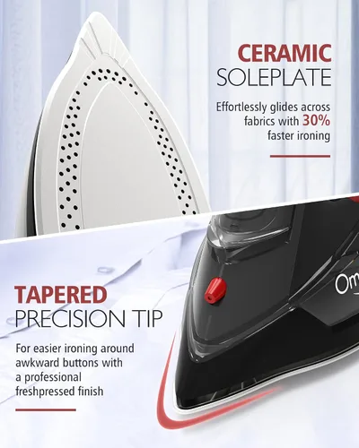Miniatura 7 de OMAIGA - Plancha inalámbrica para ropa, plancha de vapor de 1500W con calentamiento rápido, suela de cerámica, apagado automático, autolimpieza