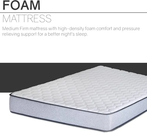 Miniatura 5 de Base de cama Quickbase de metal de 14 pulgadas con colchón de espuma de alta densidad de 5 pulgadas, parte superior firme media, 75 x 30, gris