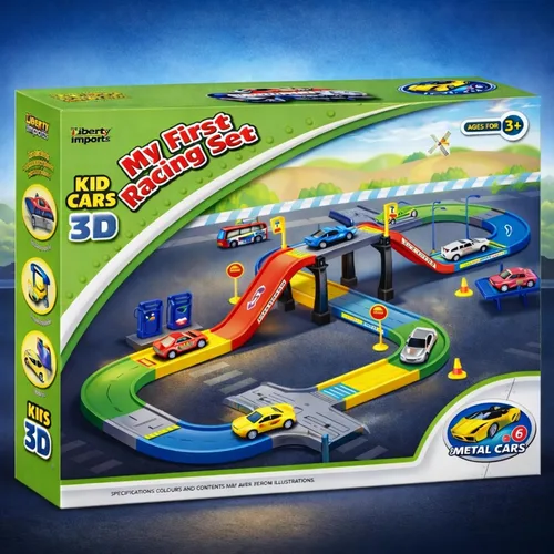 Miniatura 7 de Set de ensamble de "mi primera pista de carrera", incluye 3 autos a presión