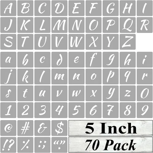 Miniatura 11 de Plantillas de letras del alfabeto de 1 pulgada para pintar, paquete de 70 plantillas de letras y números con letreros para pintar sobre madera