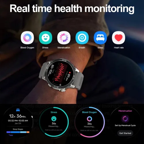 Miniatura 4 de Reloj inteligente para hombres y mujeres, rastreador de actividad física con GPS y brújula, pantalla AMOLED de 1.43 pulgadas, relojes de fitness