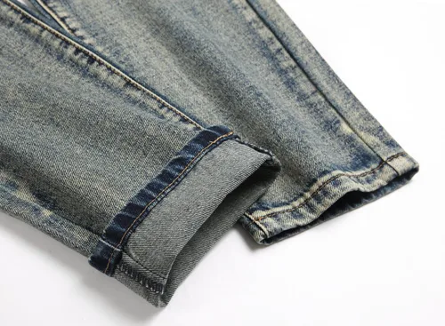 Miniatura 9 de OIIIO Pantalón vaquero de pierna recta rasgados para hombre