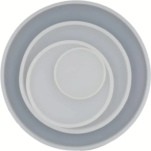 Miniatura 2 de Molde epoxi de forma redonda de 4 unidades de diámetro 7.1 in, 5.1 in, 3.9 in, 2.4 in redondo grande y pequeño Coastr DIY molde de silicona