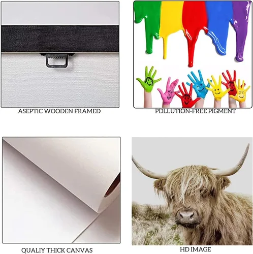 Miniatura 7 de Póster moderno de pared de vaca de las tierras altas, póster impreso en lienzo alpino desierto, decoración de pared de animales para sala de estar