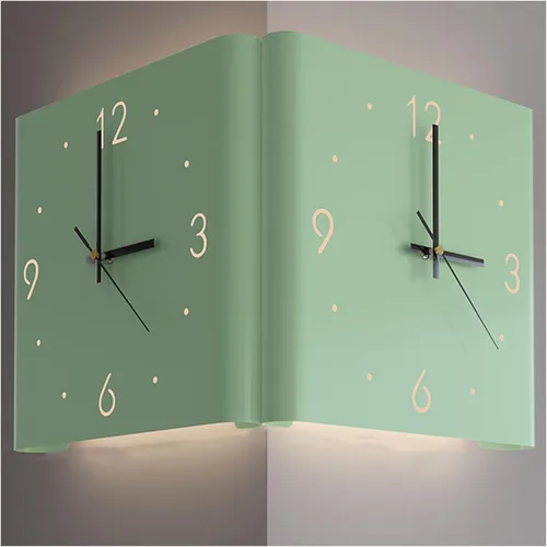 Miniatura 8 de KYOFIS Reloj de pared Corne de doble cara, reloj de pared digital de esquina con escala numeral, funciona con pilas, reloj de pared silencioso