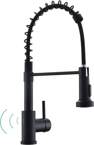 Miniatura 19 de WEWE Grifo de fregadero de cocina, grifos de cocina con rociador desplegable de acero inoxidable de una sola manija un solo agujero níquel cepillado