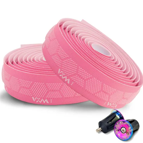 Miniatura 8 de VXM Bike Handlebar Tape,3D Silicone Particles Road Bicycle Bar Tape + Rainbow Steel Plugs,EVA Cycling Handle Grip Wrap-2 Rolls (red)