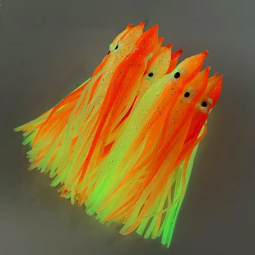 Miniatura 2 de Hoochie - Faldas de pulpo, señuelos de pesca con aparejos de pesca de plástico suave, faldas de calamar luminosas, señuelos de agua salada/cebo, 1.9