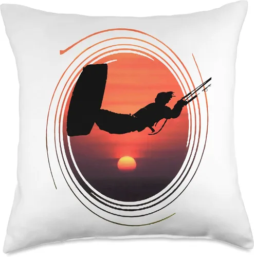 Miniatura 4 de Kitesurf Gifts and Surf Lover Tees by taiche Kiter Action Freestyle - Almohada artística con diseño de vector y puesta de sol, 16 x 16 pulgadas