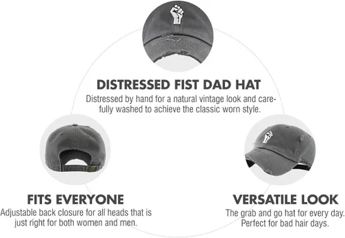Miniatura 4 de Black History Month Fist Black Power Fight - Gorra de béisbol vintage envejecida