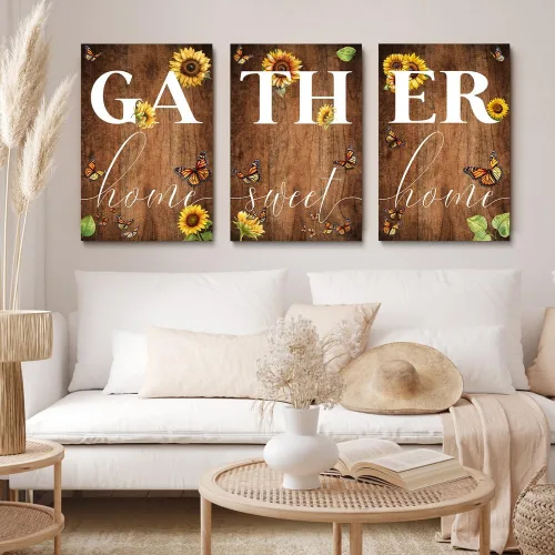 Miniatura 26 de GUBIYU Decoración de pared familiar para el hogar, juego de 3 impresiones inspiradoras en lienzo enmarcadas en blanco y negro, pinturas artísticas