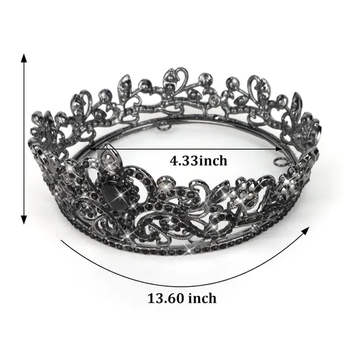 Miniatura 6 de CIEHER Corona pequeña negra para niñas, tiara de princesa, decoración de pastel de cumpleaños