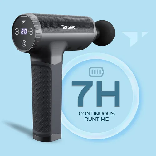 Miniatura 5 de Pistola de masaje profesional de mano Turonic - Masajeador de percusión de tejido profundo, 20 velocidades, 7 cabezales, silenciosa, potente
