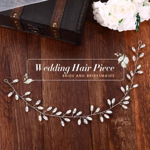 Miniatura 2 de JAKAWIN Novia Rhinestone boda pelo vid cristal pieza de pelo nupcial accesorio para el cabello para mujeres y niñas HV190