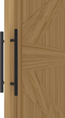 Miniatura 18 de Manijas Redondas de Puerta de Granero de Titanio Dorado 12"/24"/36"/48"/59", Manija Larga de Puerta Francesa de Empujar y Tirar de Doble Cara
