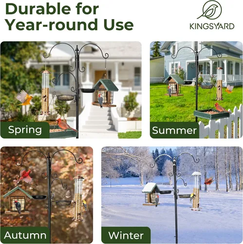 Miniatura 6 de Kit de estación de alimentación para pájaros Kingsyard - poste de comedero de 85 pulgadas con base de 5 puntas, soporte de comedero para pájaros
