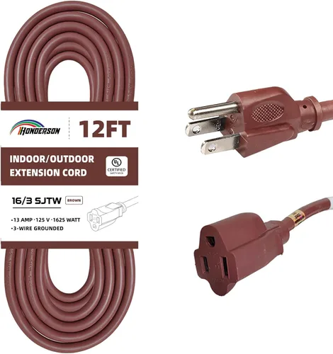 Miniatura 19 de Cable de extensión para exteriores de 10 pies, 16/3 SJTW, cable de extensión verde duradero para luces de Navidad con enchufe de tierra de 3 puntas