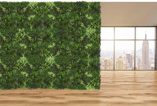 Miniatura 5 de ULAND Paneles de pared de plantas artificiales, 1 pieza de 40 x 40 pulgadas, decoración de fondo de pared de césped verde, hojas de hiedra