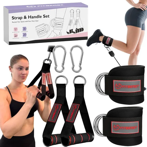 Miniatura 3 de FitBeast Sistema de poleas para gimnasio y tobillo y asas de gimnasio, sistema de polea de peso para gimnasio LAT Pulldown, correa de tobillo
