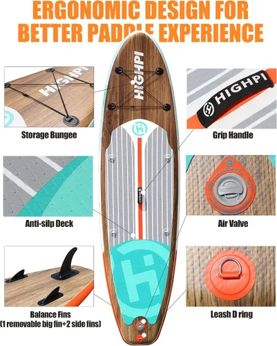 Miniatura 6 de Inflatable Stand Up Paddle Board for Youth and Adults – Wide Sup with Premium Accessories, Blow Up Paddleboard for Surfing, Fishing, Yoga & More
