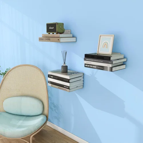 Miniatura 8 de Estantería flotante de libros FENTEC para pared, estantería flotante invisible montada en la pared, estanterías colgantes resistentes, estante
