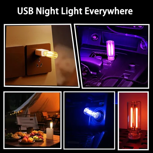 Miniatura 5 de 2 luces LED USB para automóvil, luces LED regulables al tacto, puerto USB, iluminación ambiental retro para automóvil, luces LED interiores Azul