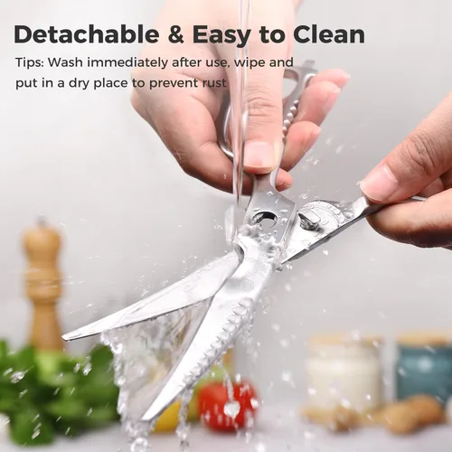 Miniatura 5 de Sunnecko Tijeras de cocina para alimentos, tijeras de alta resistencia, tijeras de cocina multiusos que se separan, acero inoxidable totalmente