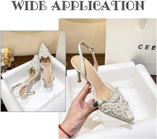 Miniatura 5 de FINGERINSPIRE 2 parches de perlas para zapatos, apliques de imitación de diamantes de imitación para manualidades, diseño floral con purpurina, Plata