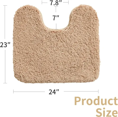 Miniatura 2 de Disolla Alfombra de inodoro en forma de U, color beige, 23 x 24, lavable a máquina, antideslizante, alfombra de piso de inodoro de felpa suave
