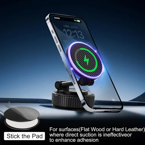 Miniatura 4 de Soporte magnético de carga de teléfono para automóvil - Soporte magnético de teléfono actualizado al vacío de 360°, soporte de teléfono plegable