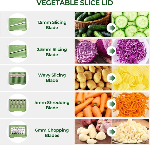 Miniatura 6 de SUSTEAS Centrifugador de Ensalada de Acero Inoxidable Grande, Tazón de Lavado de Verduras, Secador de Frutas y Hierbas con Cortador de 5 Cuchillas