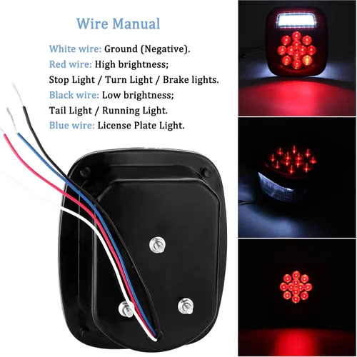 Miniatura 3 de Luces traseras para RV, kit de 39 luces LED para Jeep CJ YJ JK, camión, remolque, barco, 12V rojo/blanco, kit de freno y giro LED (paquete de 2)