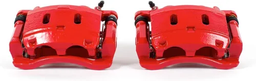 PowerStop Par de pinzas de freno delanteras con recubrimiento en polvo rojo para Infiniti QX56 2006-13 |QX80 2014-19 |Nissan Armada 2006-15 |Armada