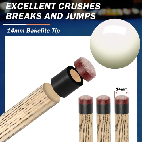 Miniatura 4 de AKLOT Heavy Hitter Jump Break Cue- 21 onzas, 23 onzas, 25 onzas, 28 onzas, 3 piezas, punta de baquelita de 0.55 pulgadas, para rupturas explosivas